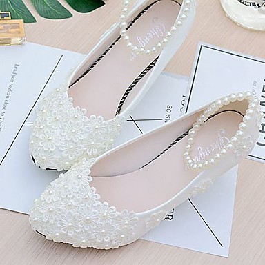 low heel pearl wedding shoes