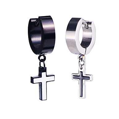 black hanging cross earring