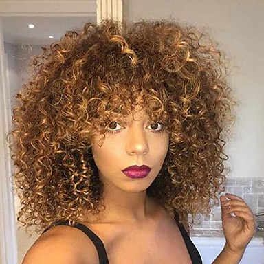 medium blonde curly wig