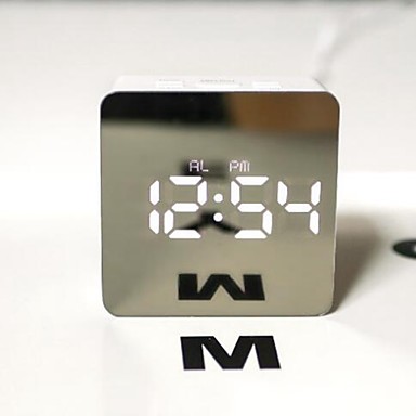 Led Alarm Clock White Plastics a Batteries Powered Fashionable Design Wake Up Clock Thermometer 18 01