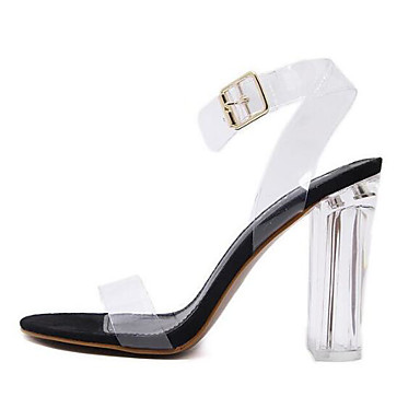 clear shoes block heel