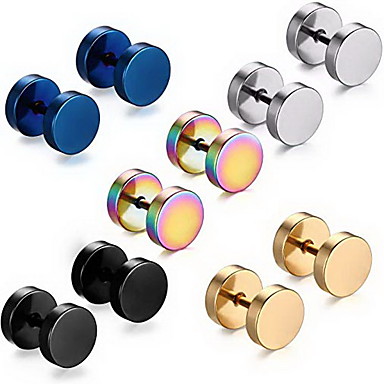 Men's Stud Earrings flat back Stainless Steel Earrings Jewelry Rainbow