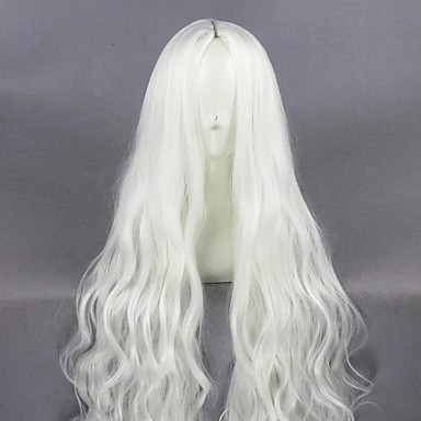 white curly cosplay wig