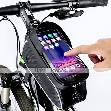 ROCKBROS Bike Front Tube Waterproof Reflective Pannier Phone Bag Black Fits 6‘’
