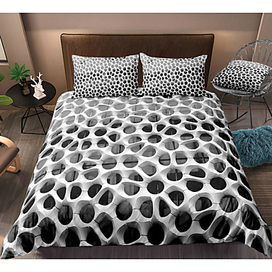 3D Hole Print Honeycomb 3-Piece Duvet Cover Set Hotel Bedding Sets