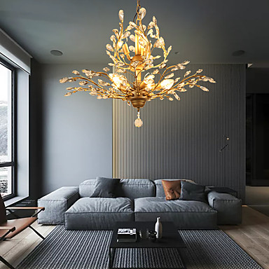 8-Licht 78 cm Kristall / LED Pendelleuchte Metall Kristall Antik