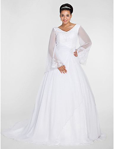 plus size wedding dress with bell sleeves