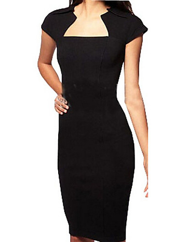 vestido tubinho preto decote quadrado