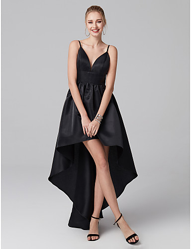 plunging pleated satin ball gown with bow