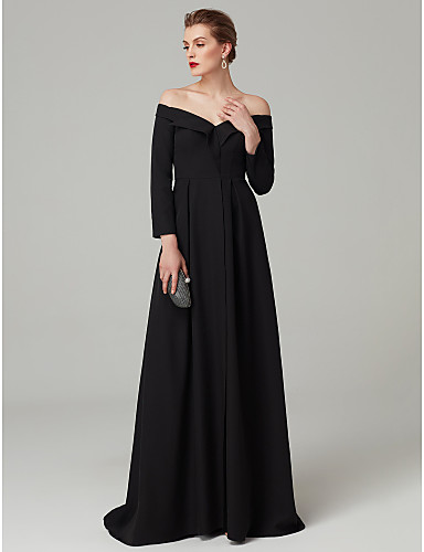 off the shoulder black tie dress