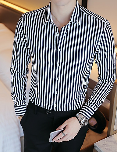 camisa rayada blanco y negro hombre