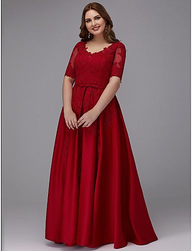 A-Line Plus Size Red Prom Formal 