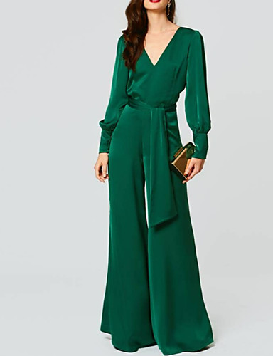 green evening jumpsuit
