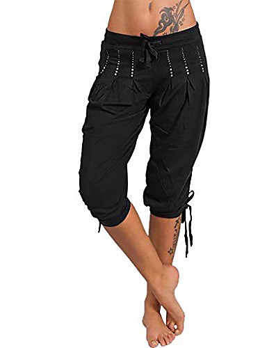 women's fashion summer capri baggy harem pants (black, large) 8329712 2021 â $18.69