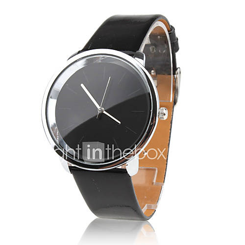 Women's Fashionable Simple Dial Black PU Band Quartz Analog Wrist Watch - EUR € 3.56